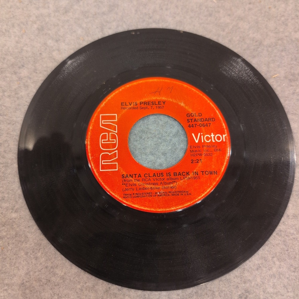 Elvis Presley Blue Christmas Santa Claus Is Back In Town 45 RPM RCA 447-0647 - Picture 3 of 3